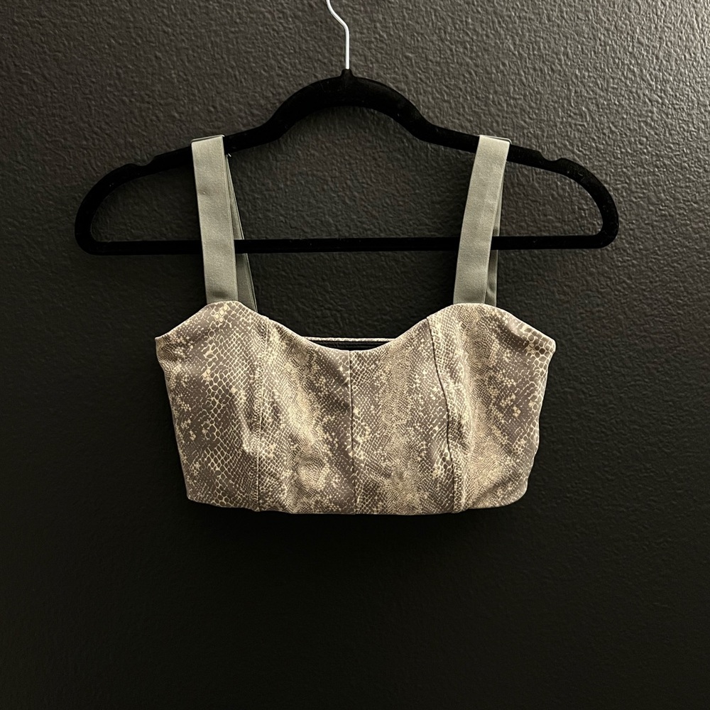 VARLEY Olive Green Snakeskin Sports Bra